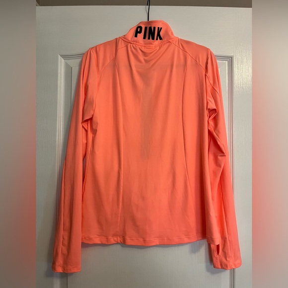Victoria’s Secret Pink NWOT Quarter Zip Coral Salmon Long Sleeve Sweatshirt - Picture 4 of 10